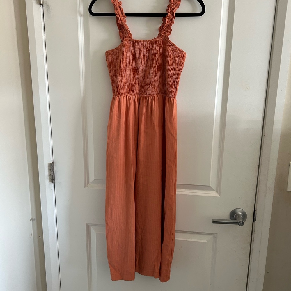 NSR Rust Smocked Strap Jumpsuit